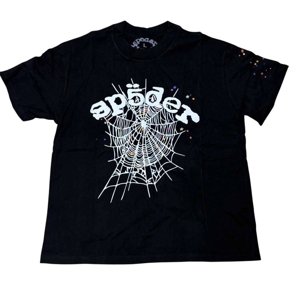 Sp5der OG Web V2 Graphic Tee Black Large NWT SS24